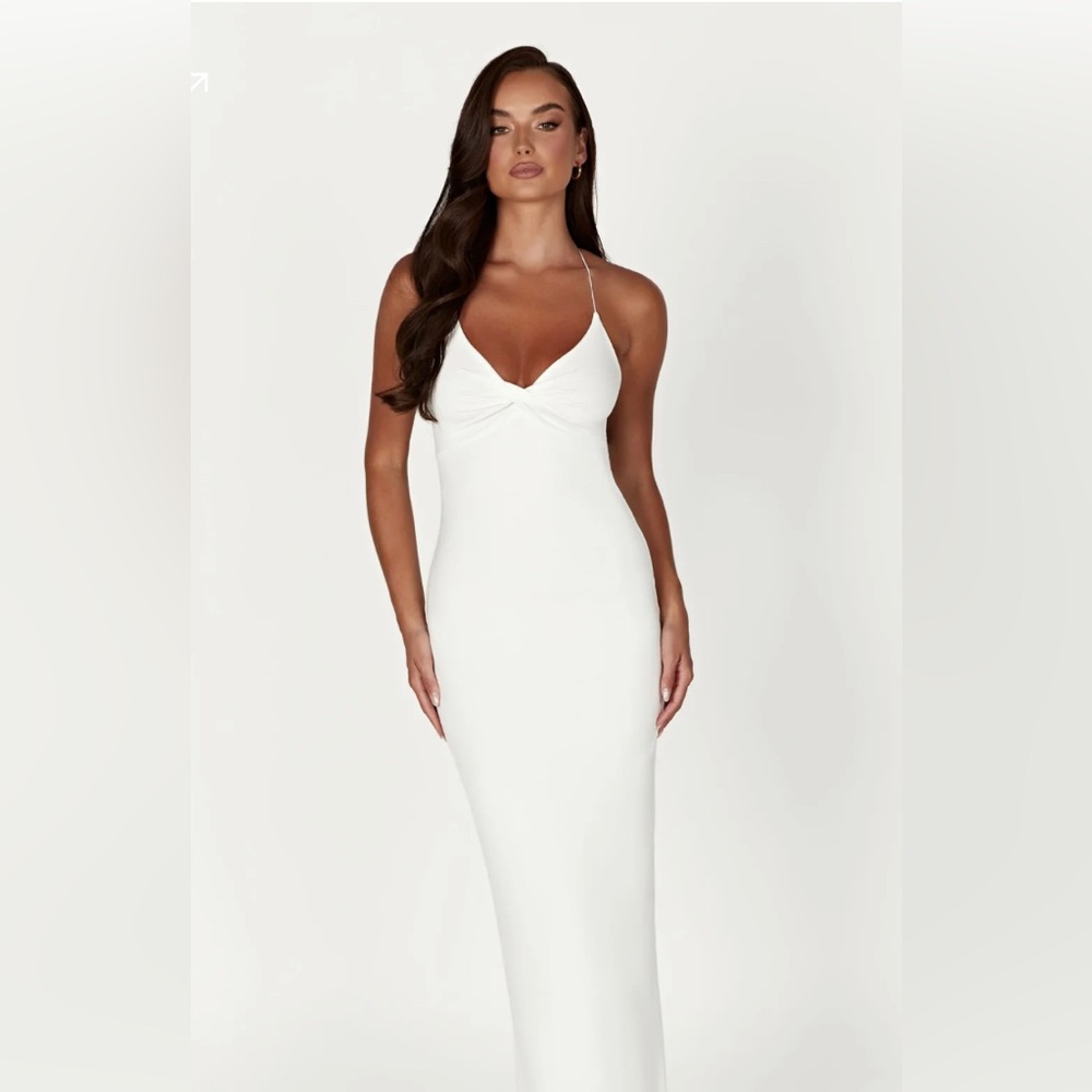 Meshki Sinead Twist Maxi Dress in White Size S